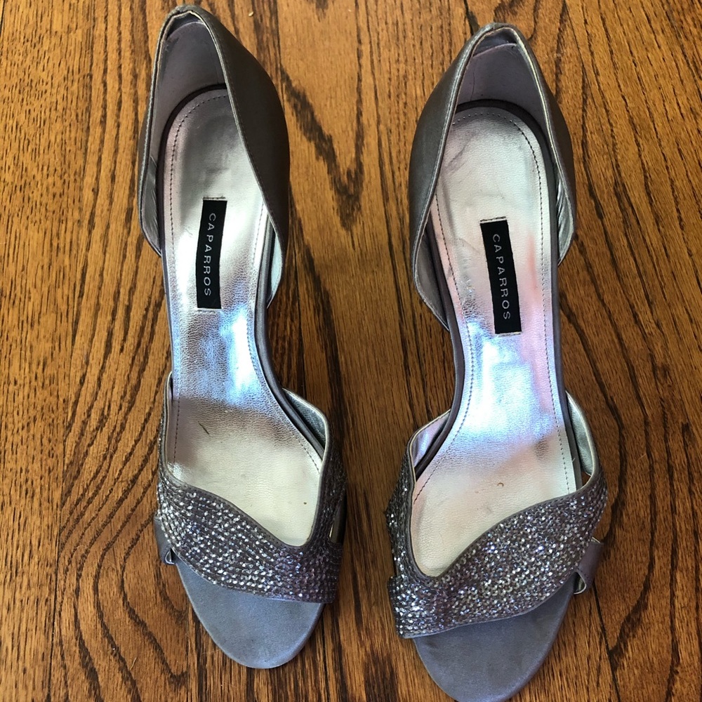 Caparros Silver Sequin on Satin Heel